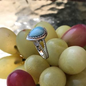 WG Rhodium / SS 5.0 CTW Larimar Sz 7 Designer Ring